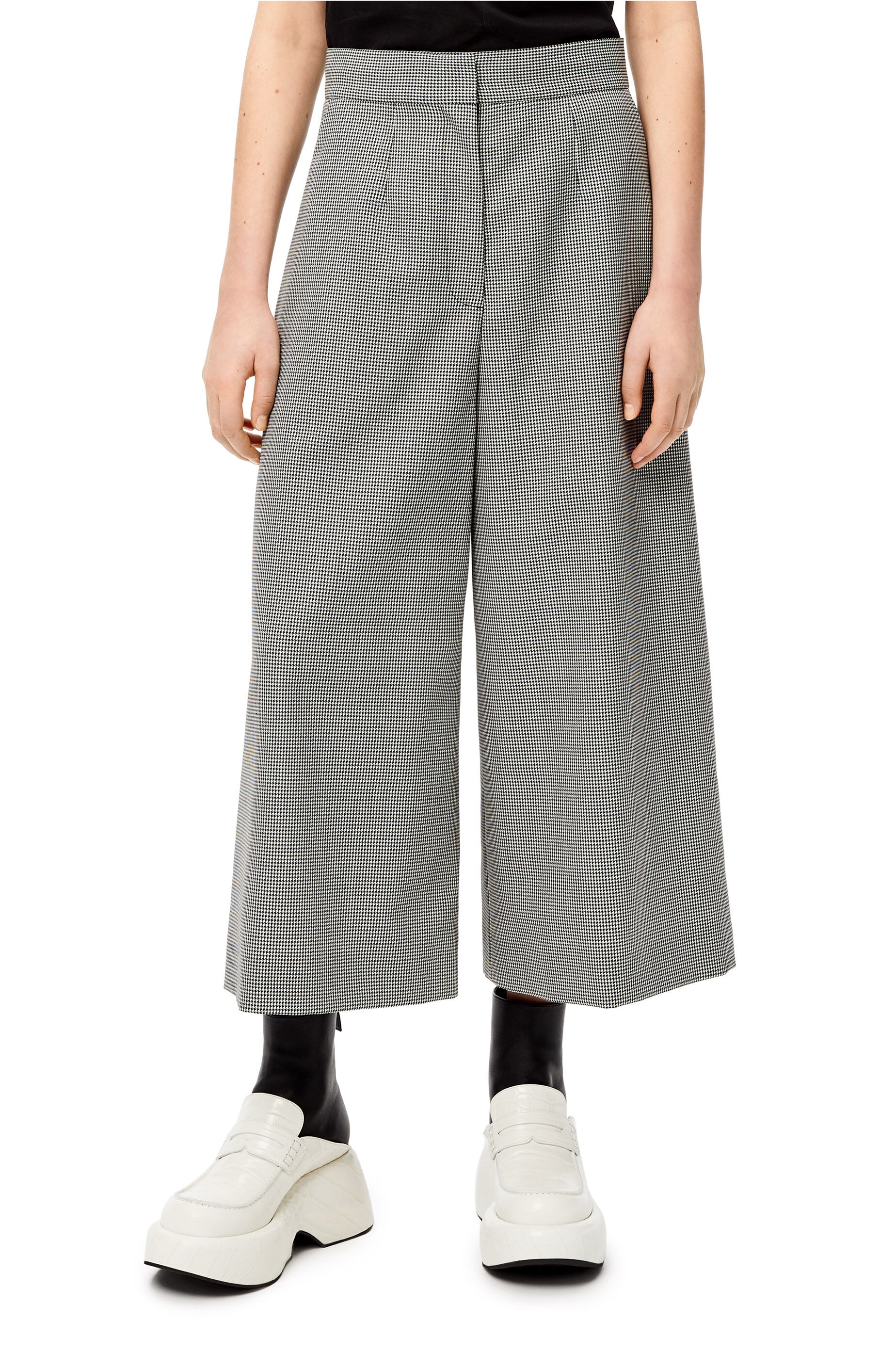 Houndstooth cropped trousers in wool - 3