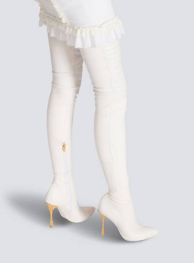 Balmain Moneta leather thigh-high boots outlook