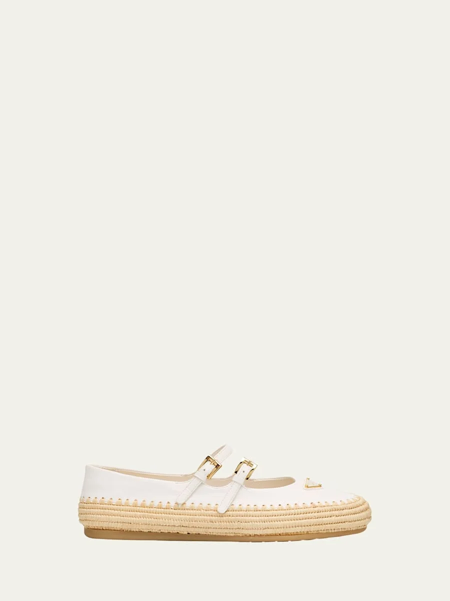 Leather Dual Mary Jane Ballerina Espadrilles - 1