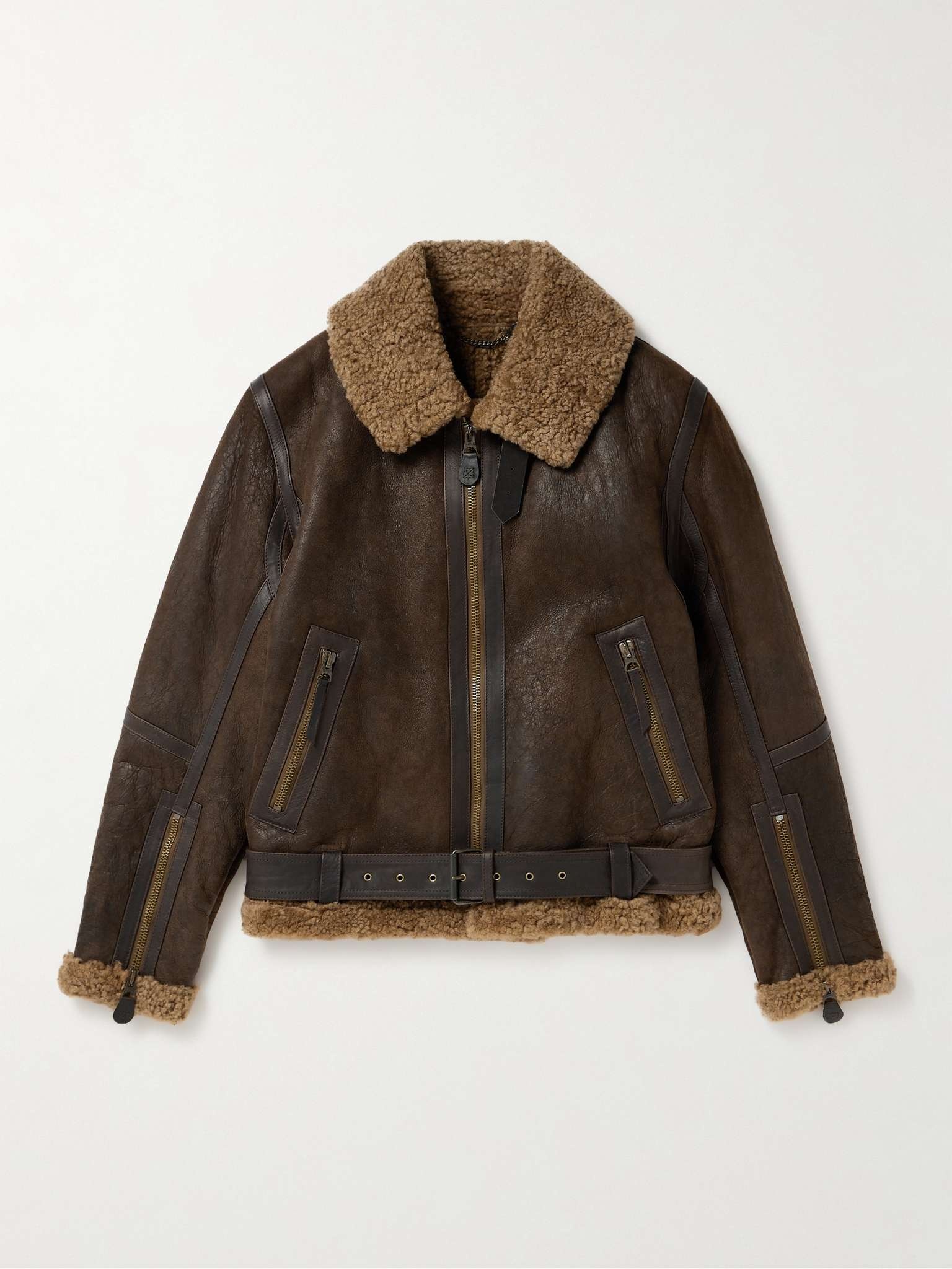 Belstaff Wilder Shearling Trimmed Leather Aviator Jacket mrporter REVERSIBLE