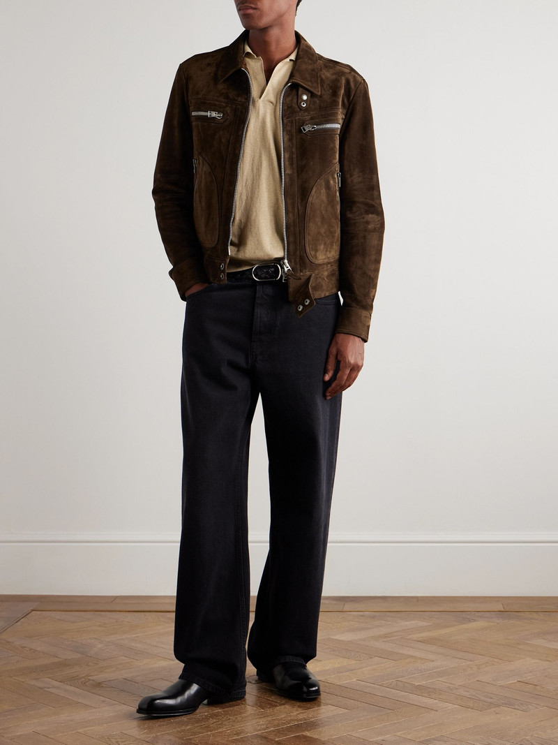 TOM FORD Slim-Fit Suede Jacket Brown outlook