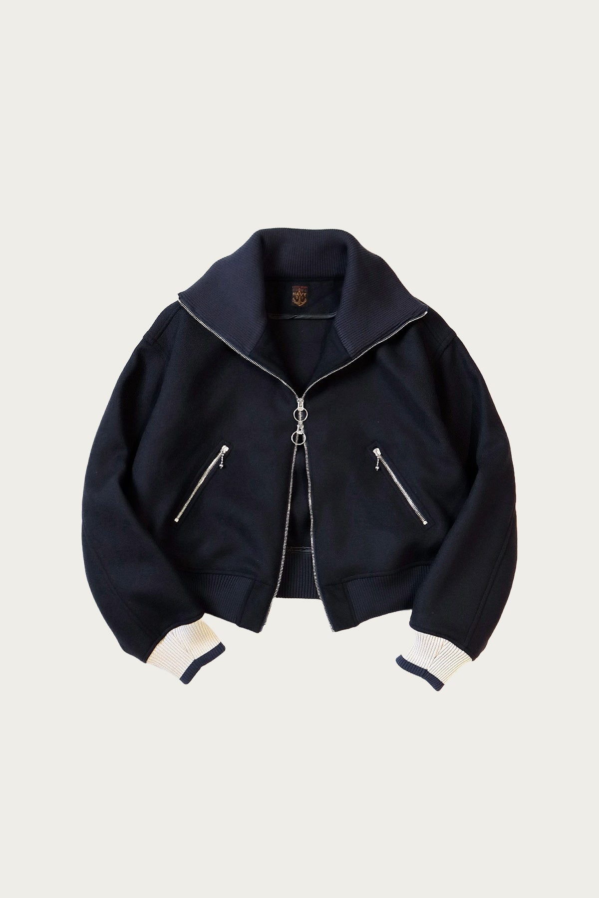 Flannel ZIP Beacon Blouson - Navy - 1