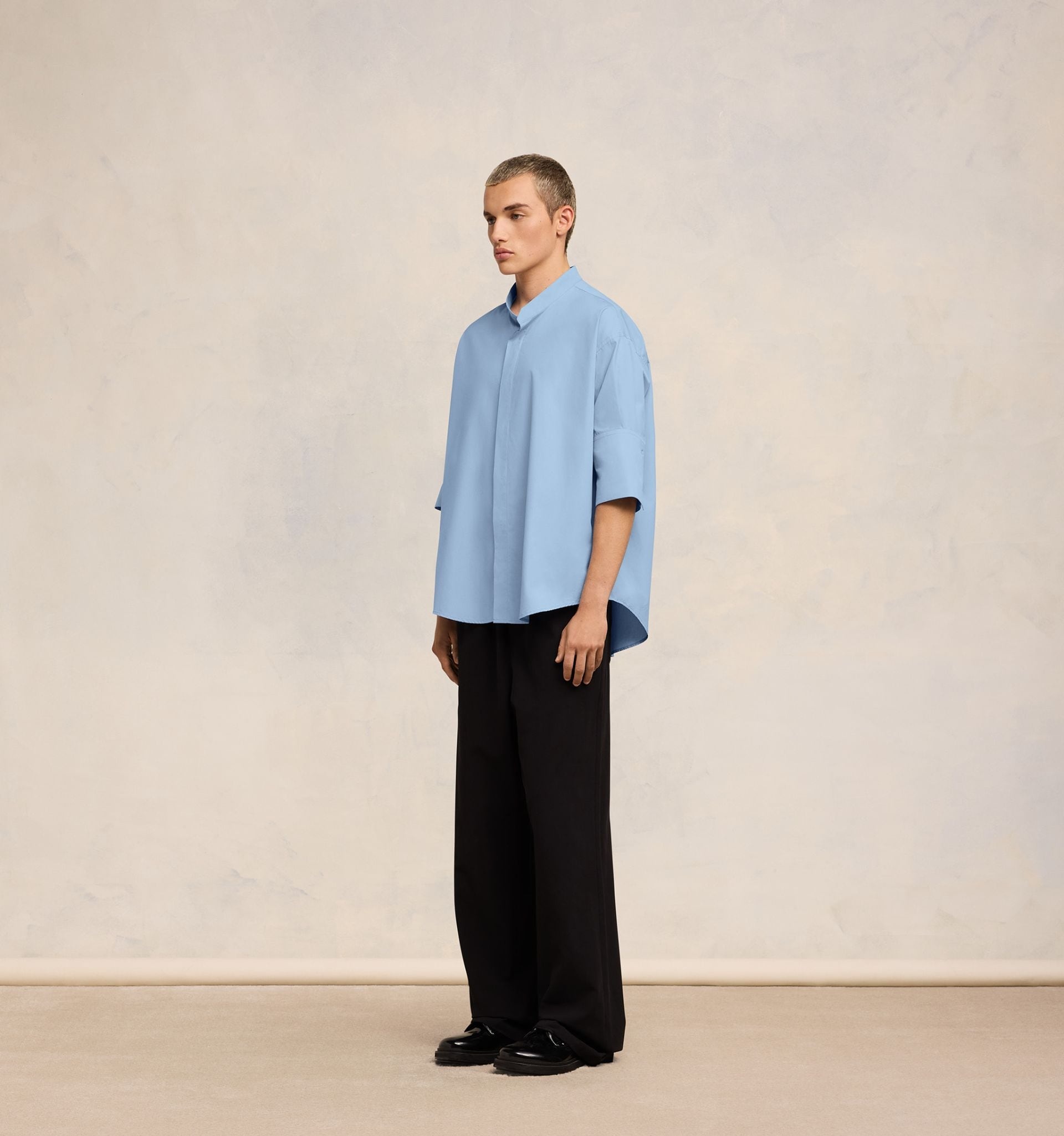 Oversize Shirt With Mao Collar - 4