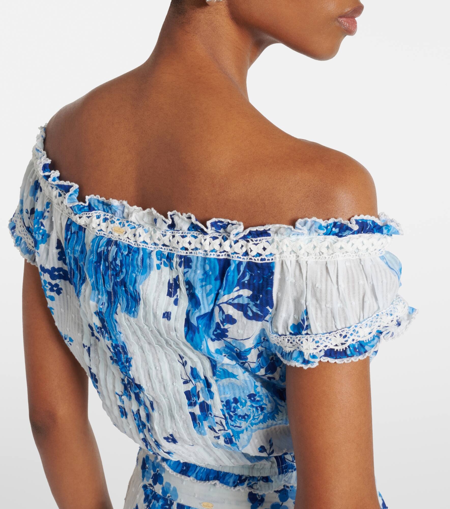 Alba floral off-shoulder cotton top - 5