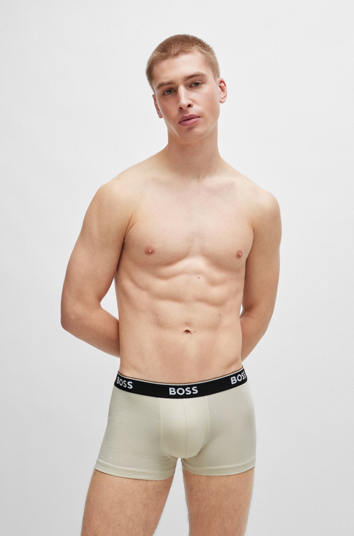 THREE-PACK OF STRETCH-COTTON TRUNKS WITH LOGO WAISTBANDS - 7