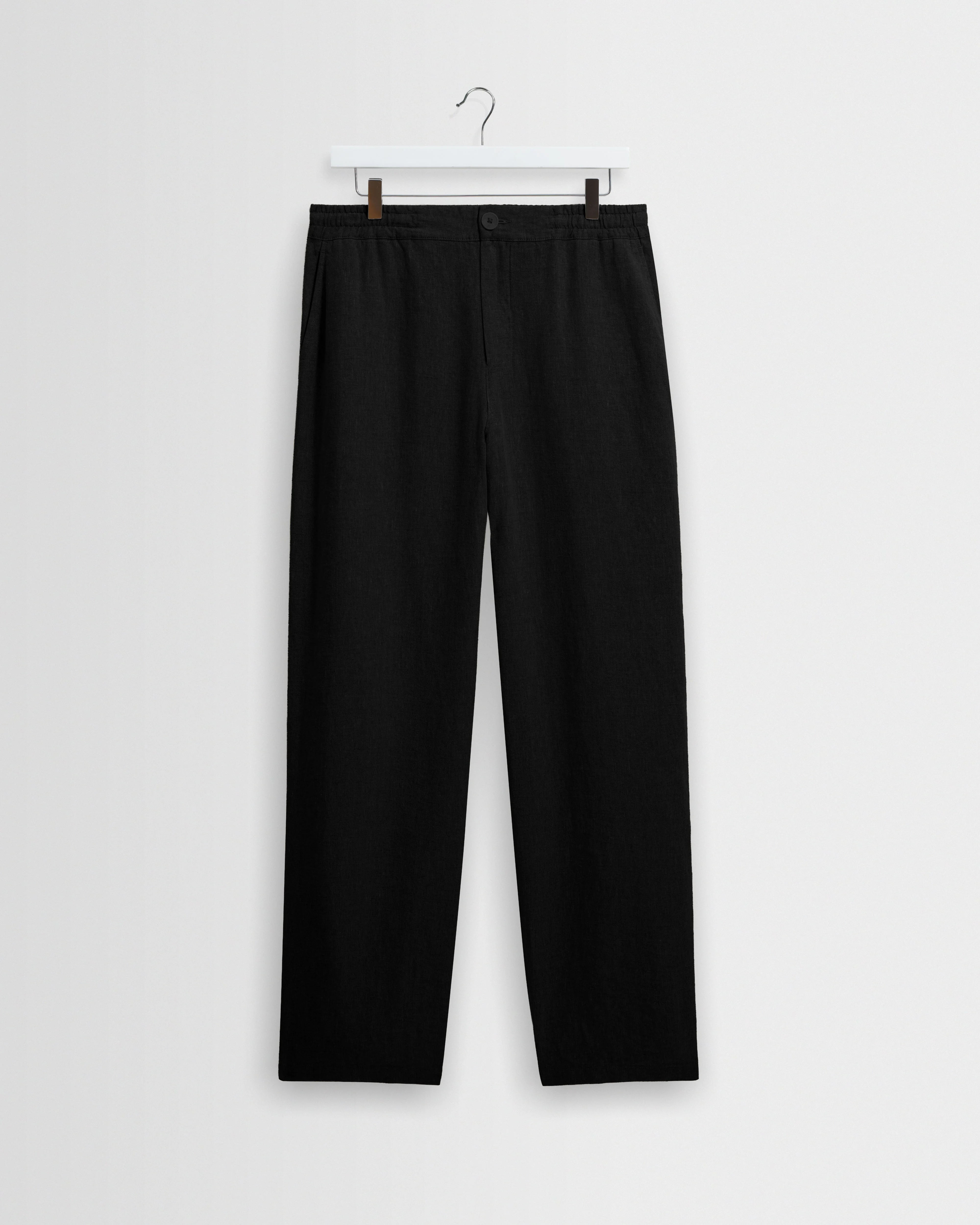Glencoe - Black Washed Linen Loose Fit Trousers - 1