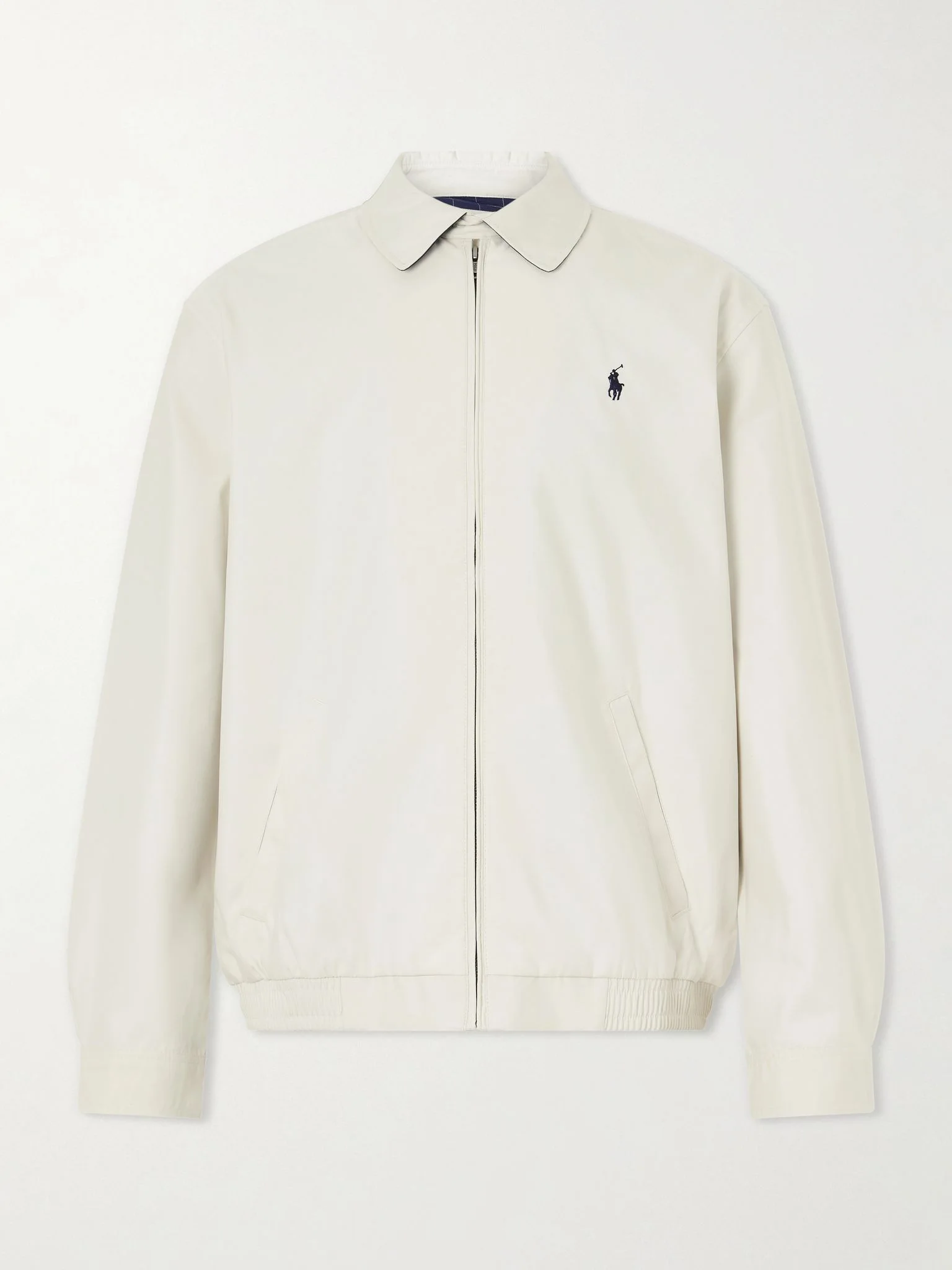 Logo-Embroidered Shell Jacket Ecru - 1