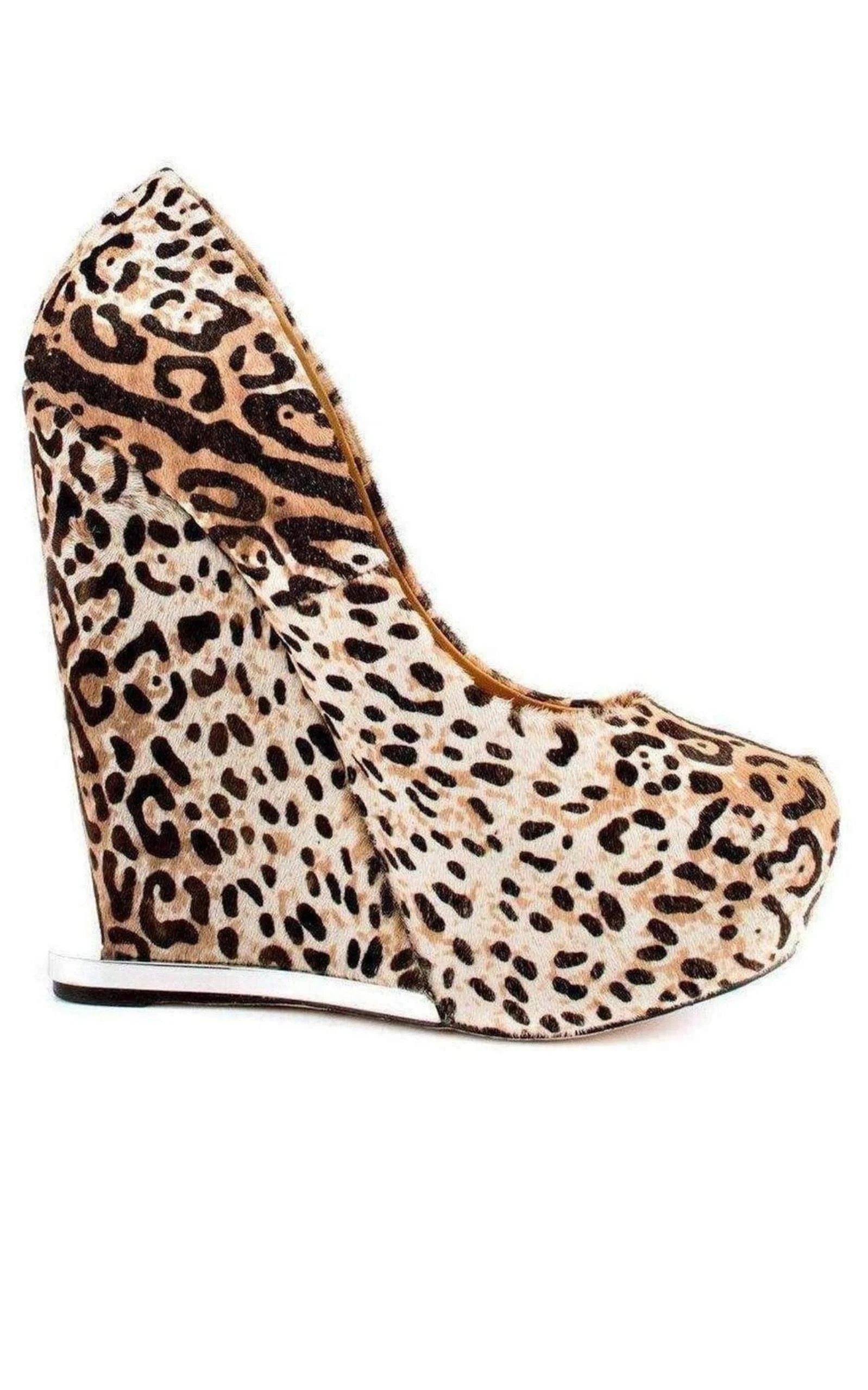 Leopard Print Leather Wedge - 1