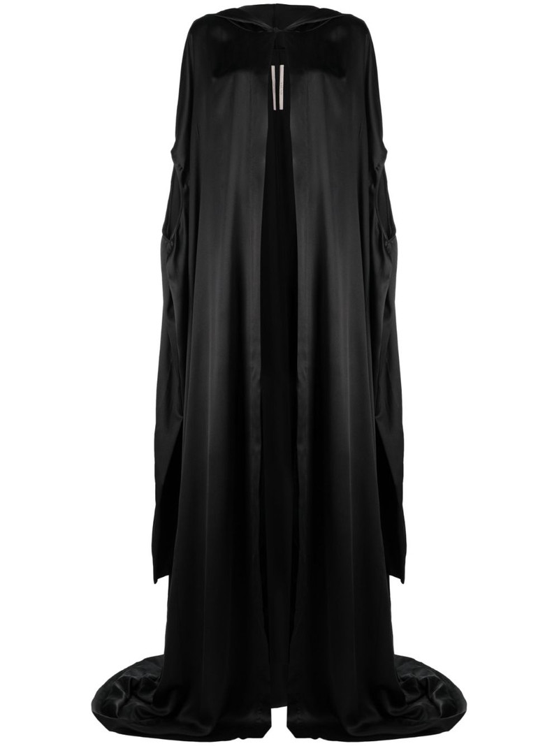 hooded silk-satin gown 1