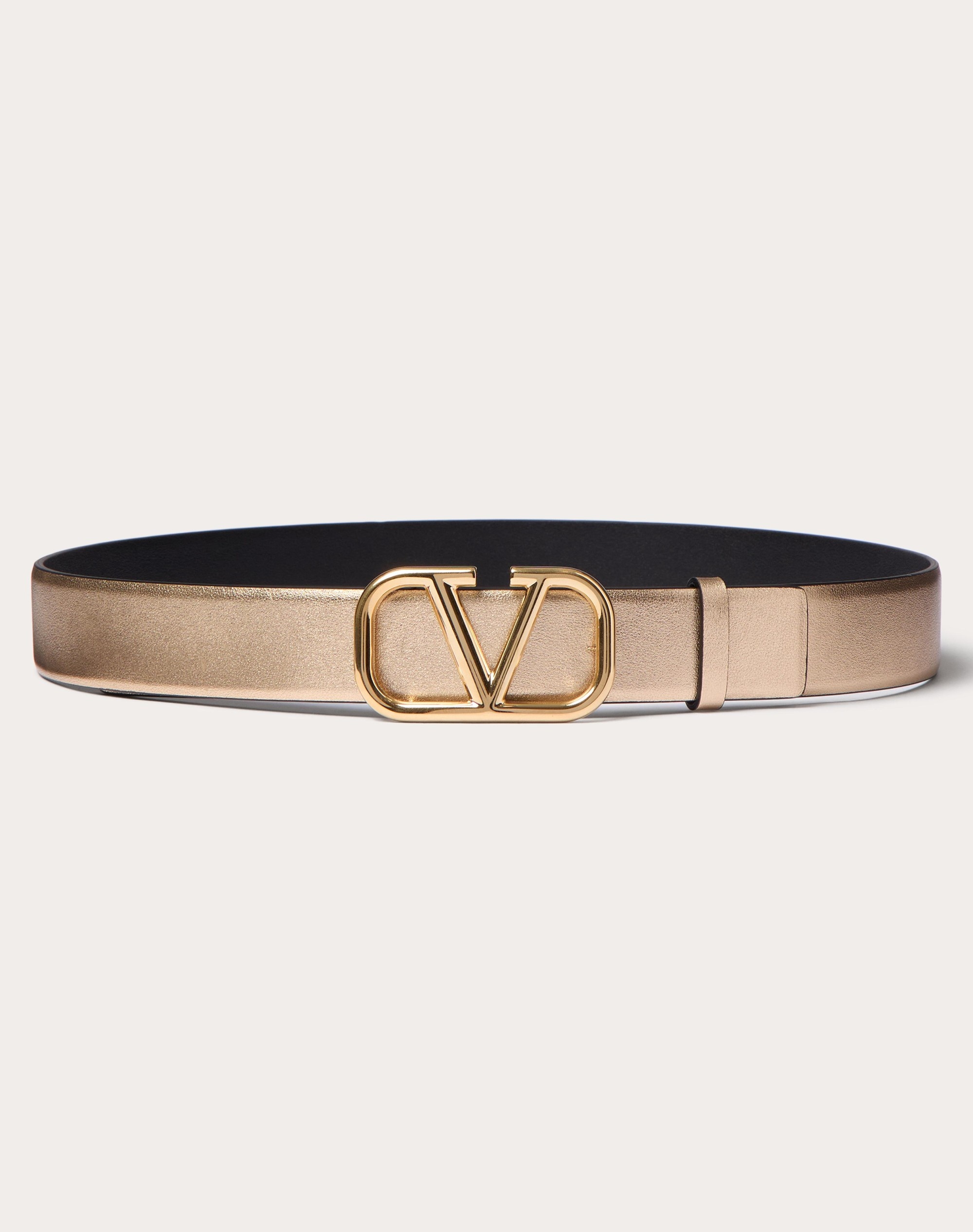 VLOGO SIGNATURE REVERSIBLE BELT IN METALLIC AND SHINY CALFSKIN 30 MM - 1