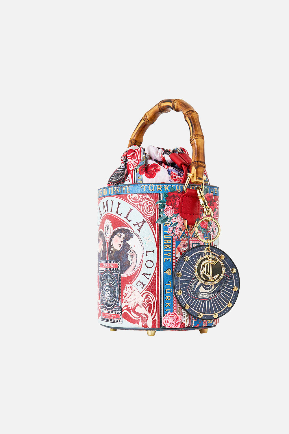 DRAWSTRING BUCKET BAG WITH KEYRING - 3