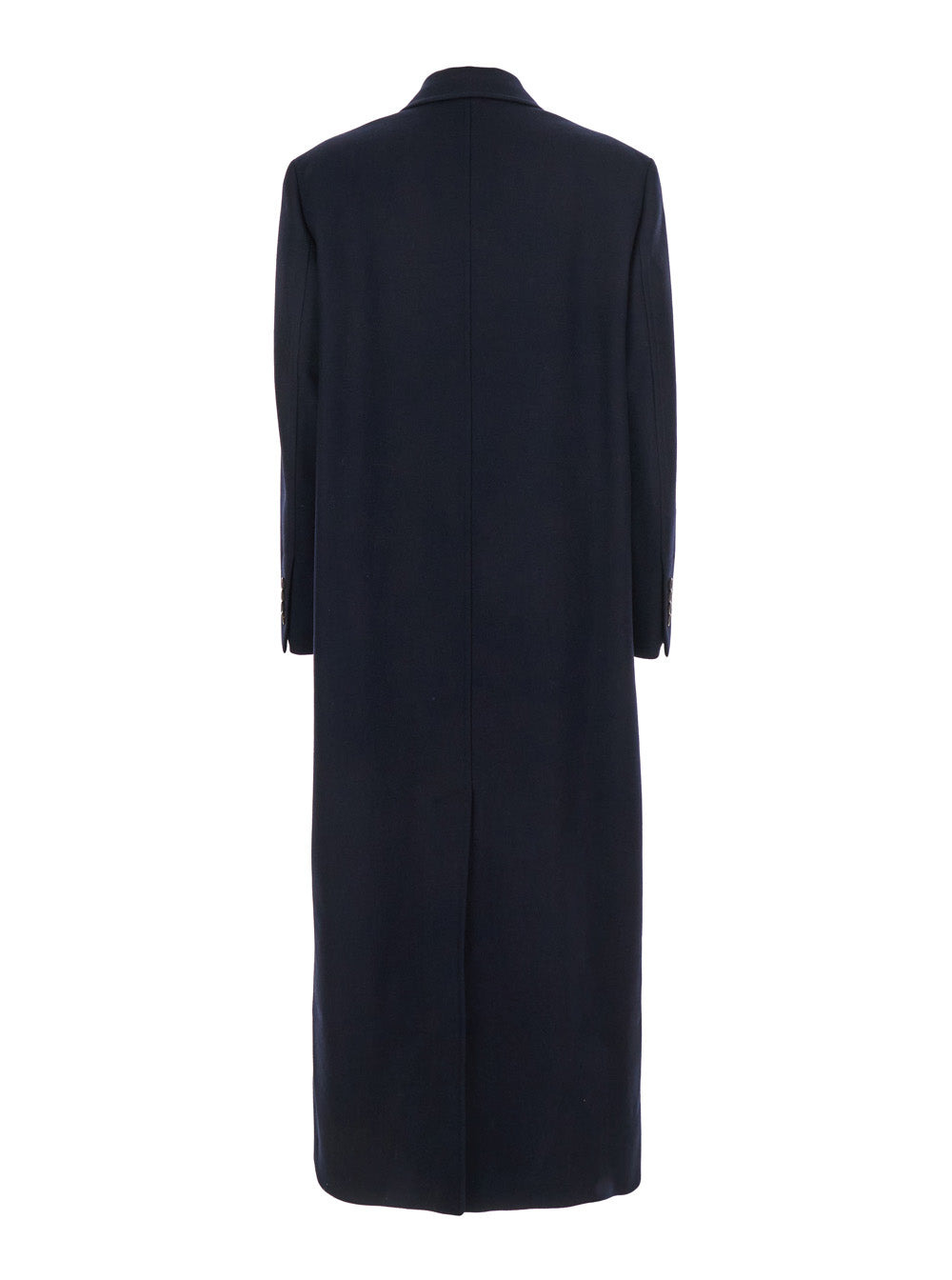 Brunello Cucinelli Women Blue Double-Breasted Long Coat With Peak Revers In Wool Blend Woman - 2