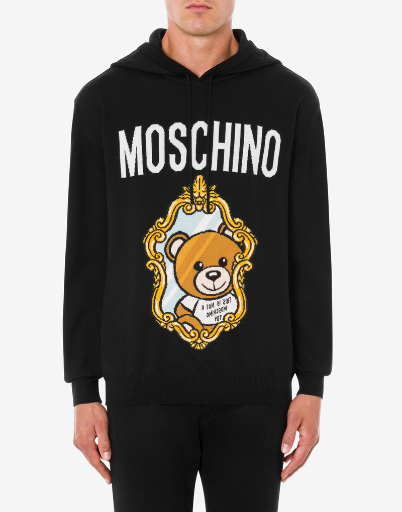 Moschino MIRROR TEDDY BEAR HOODED PULLOVER outlook