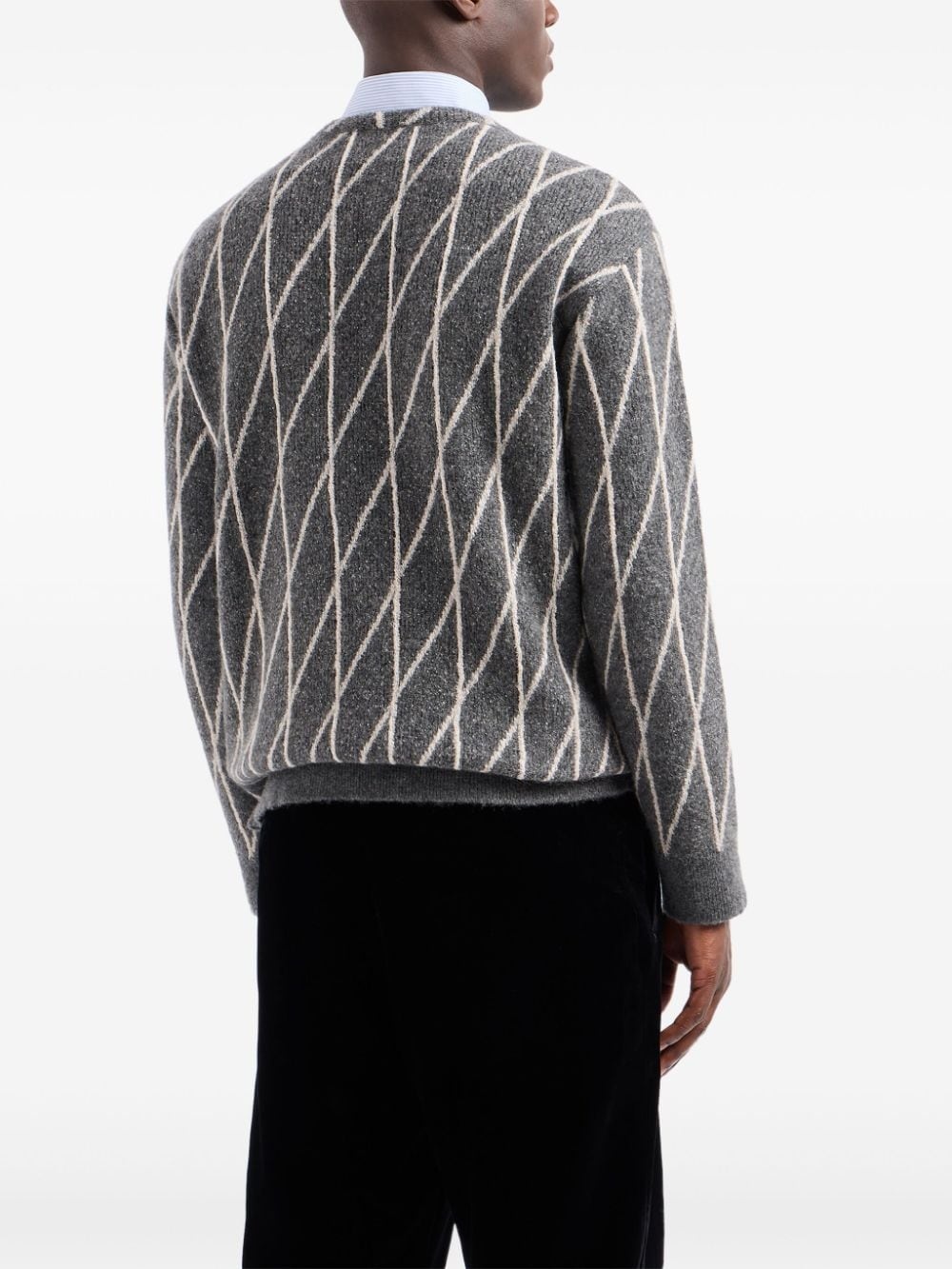 diamond-intarsia jumper - 3