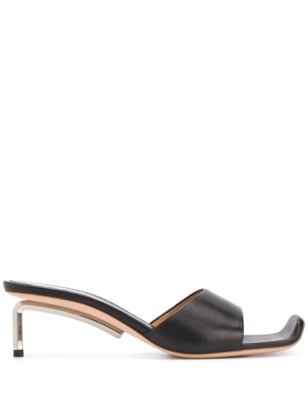 open-toe leather mules - 1