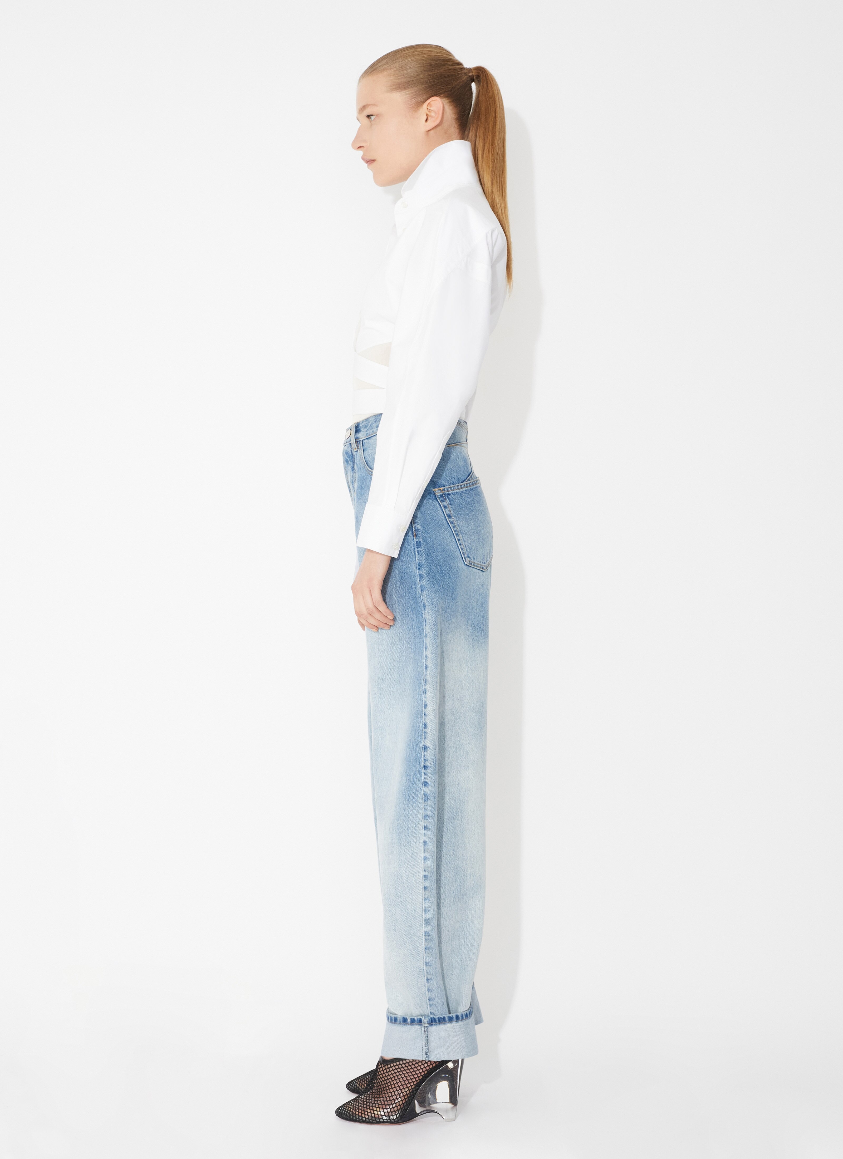 CROSS OVER SHIRT IN COTTON POPLIN - 3