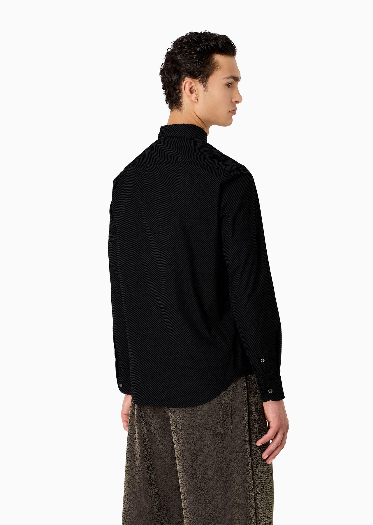 Shirt with all-over diagonal flocked print - 3