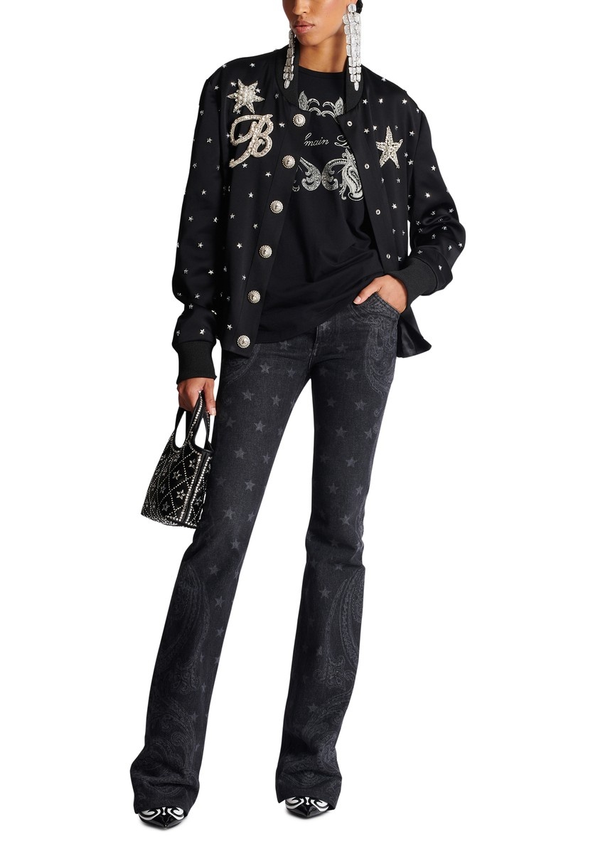 Stars and Paisley Print Denim Jeans - 6