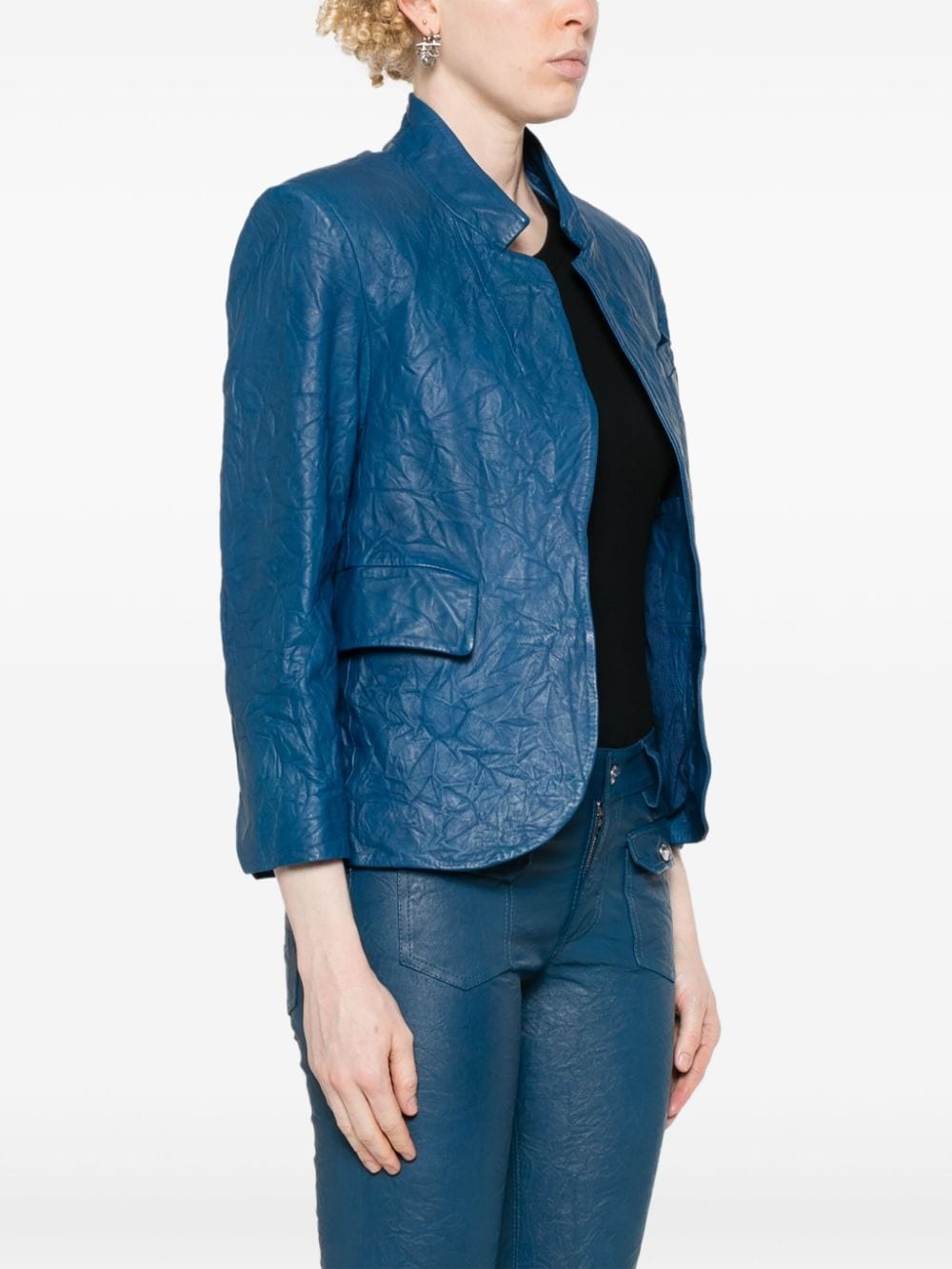 Verys crinkled leather blazer - 3