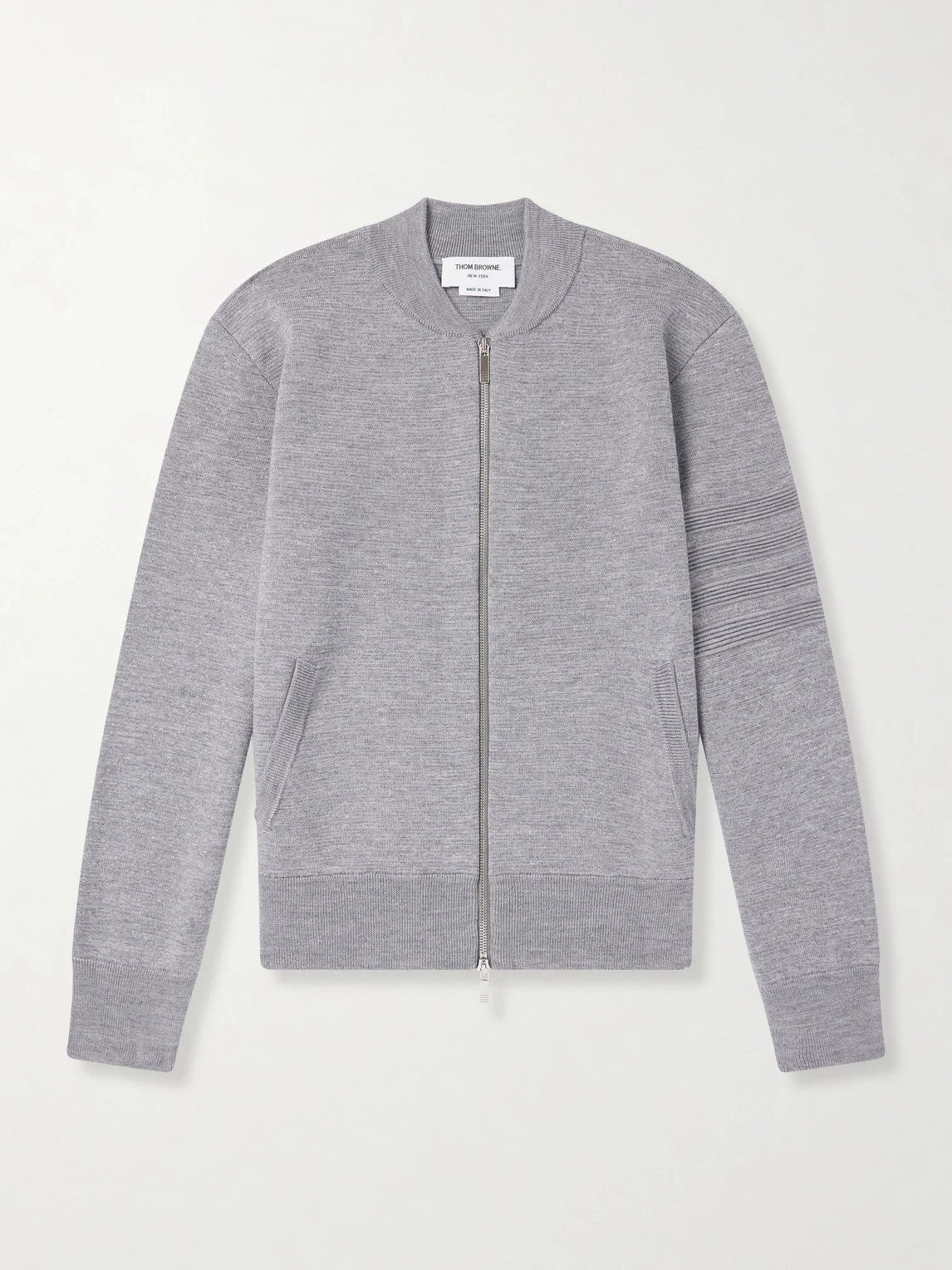 Striped Wool, Linen and Cotton-Blend Zip-Up Cardigan - 1