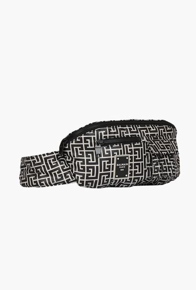 Balmain Nylon belt bag with bicolor Balmain monogram outlook