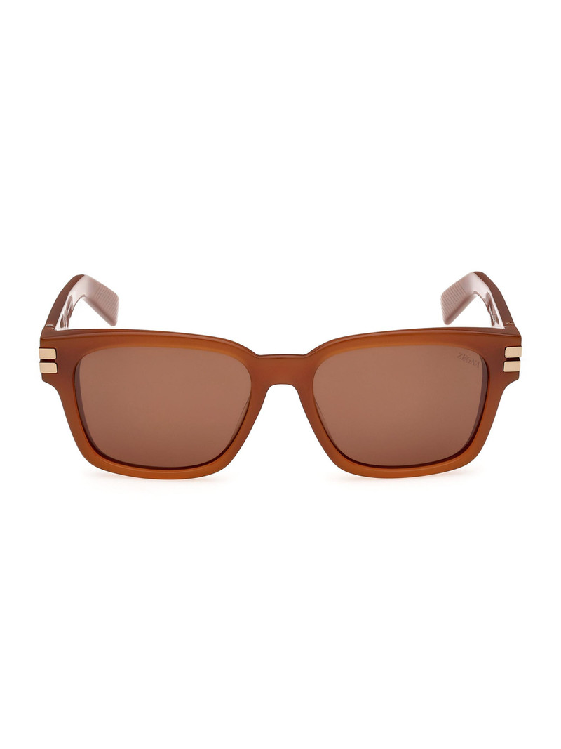 Men's 55MM Rectangular Sunglasses - Rust Brown Brown 1