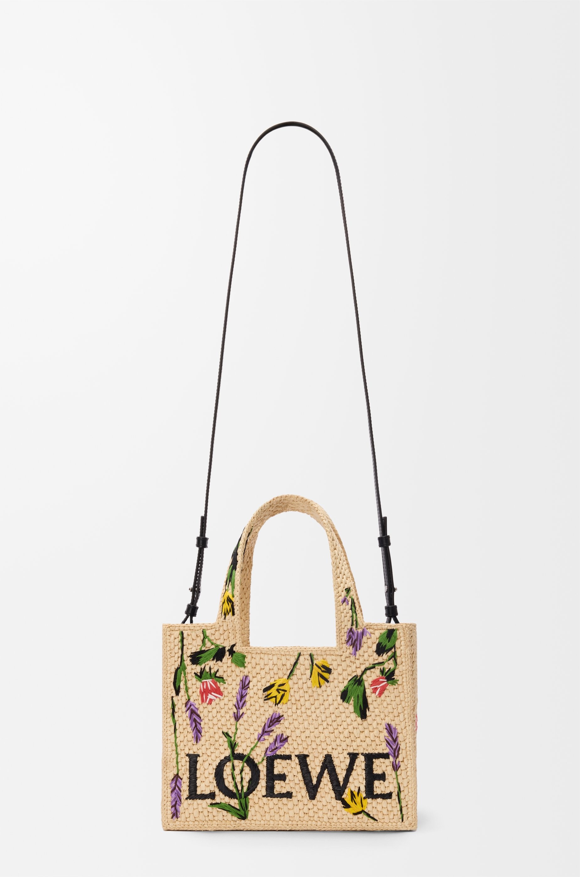 Small LOEWE Font tote in raffia - 7