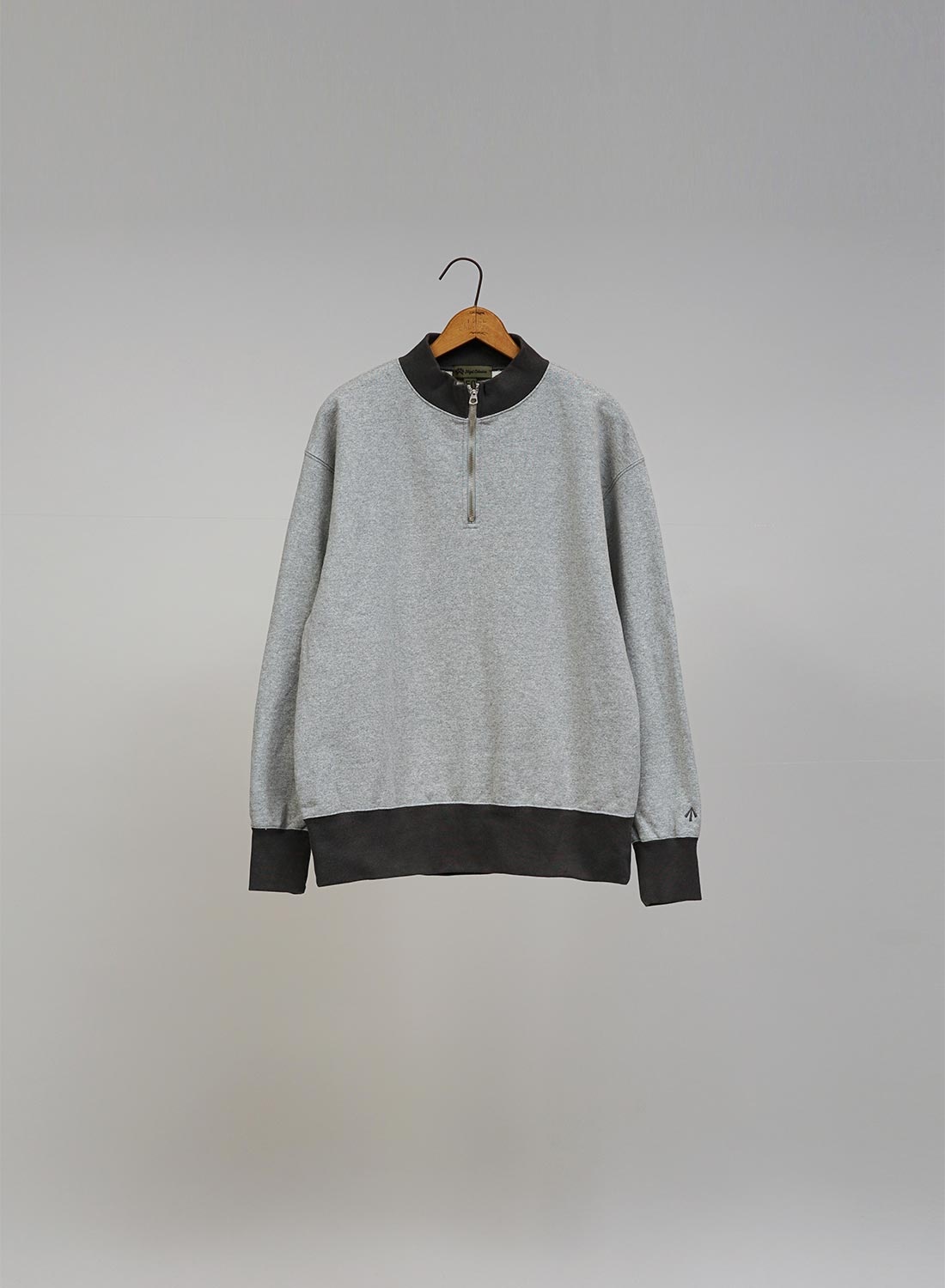 Zip Up Pullover Sweat Shirt in Grey - 1