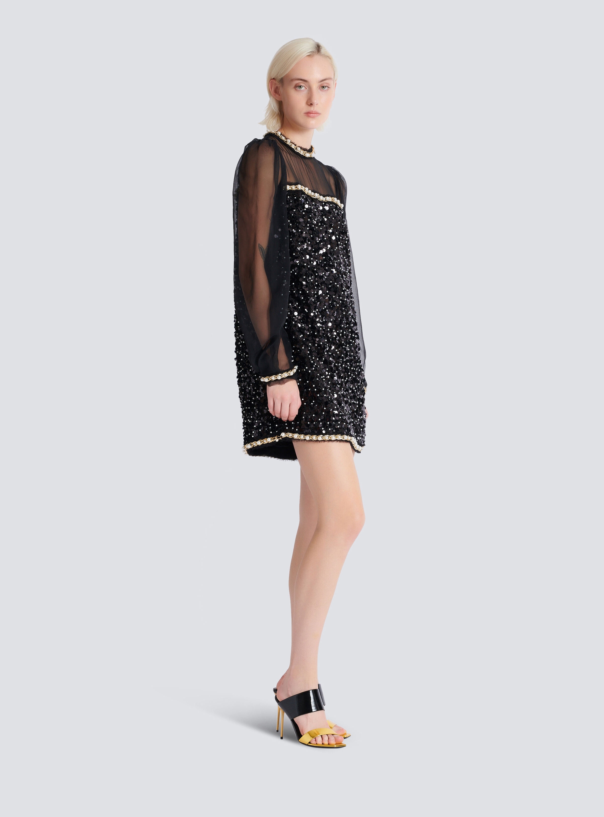 Chiffon and beaded sequin dress - 3
