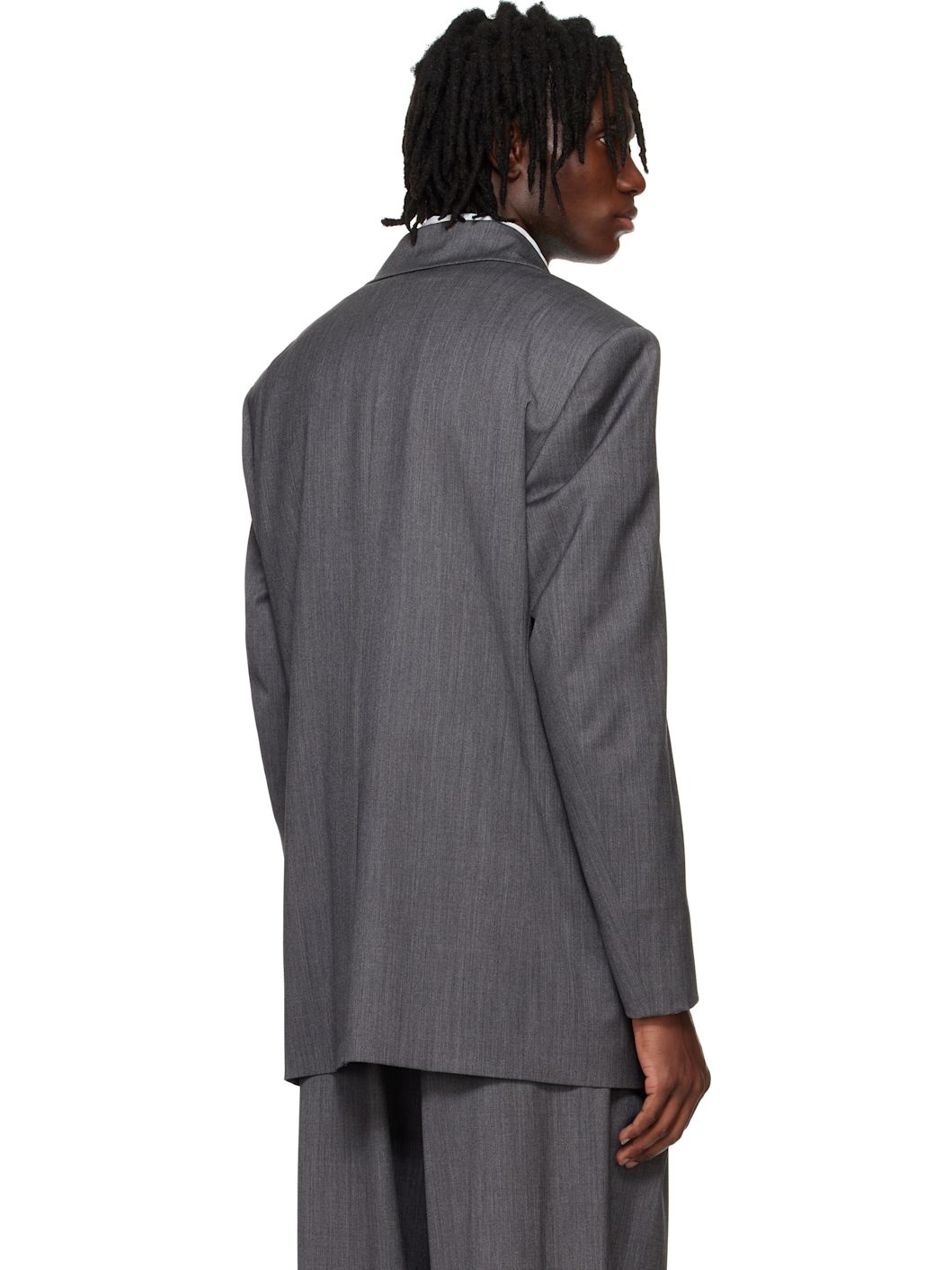 Gray Oversized Double Blazer - 3