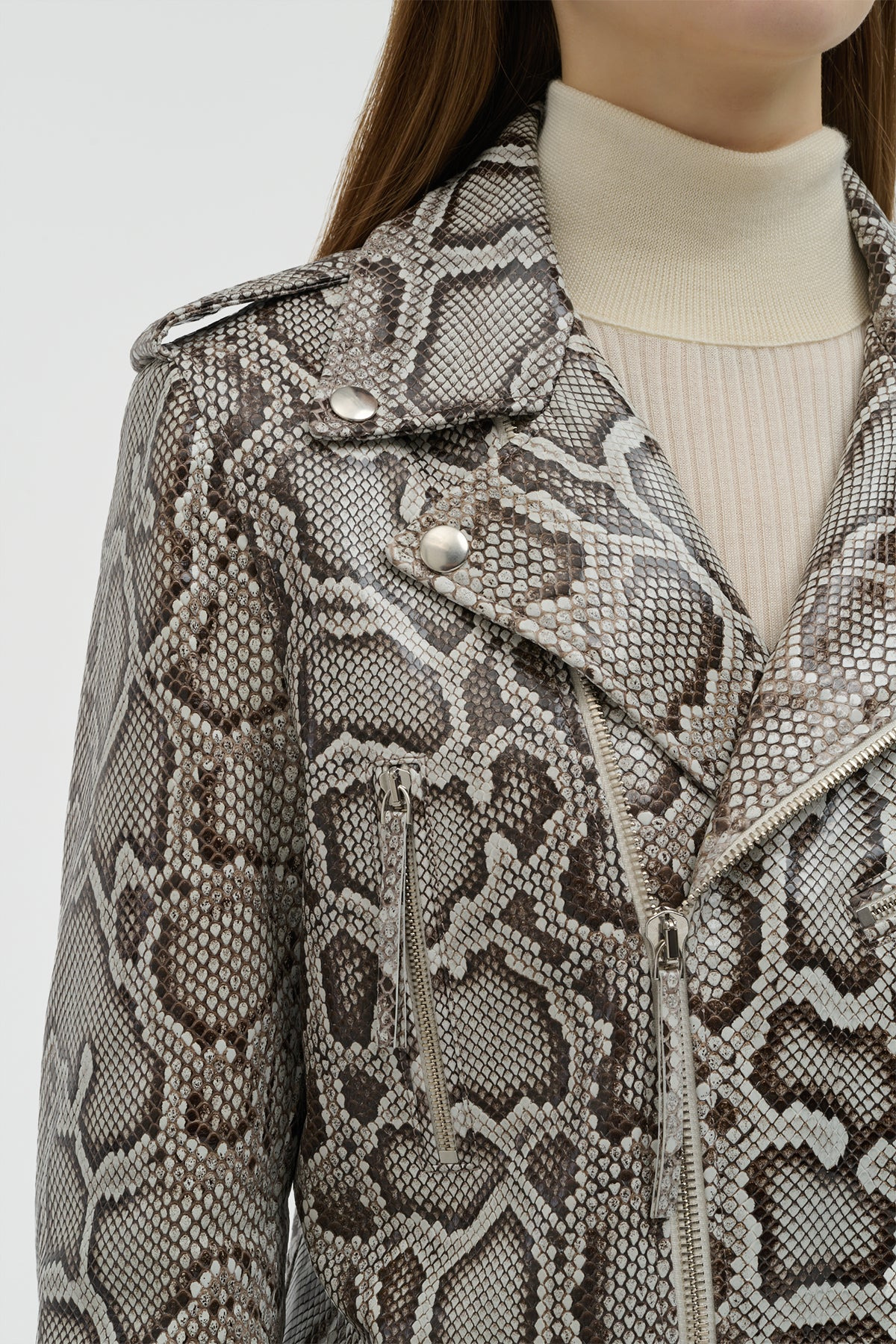 Anton Biker Jacket in Greyscale Inversa™ Snakeskin - 7