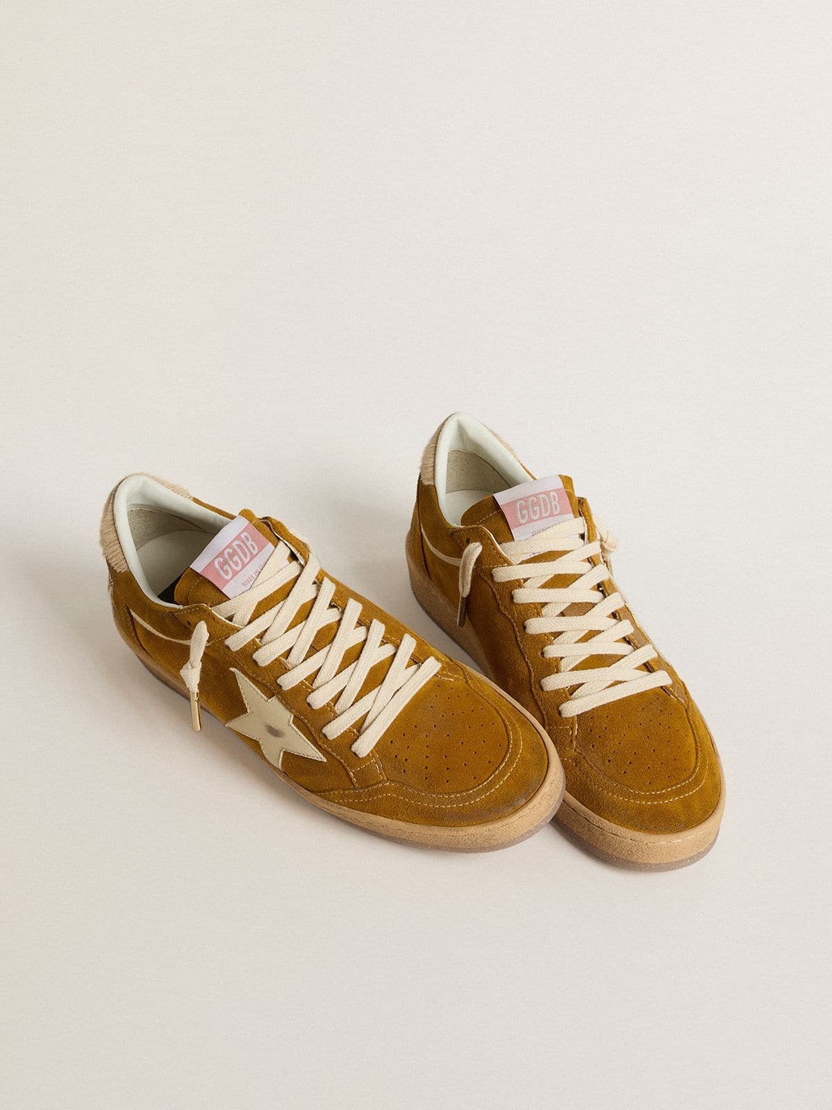 Women's Ball Star in suede with beige leather star and pony skin heel tab - 2
