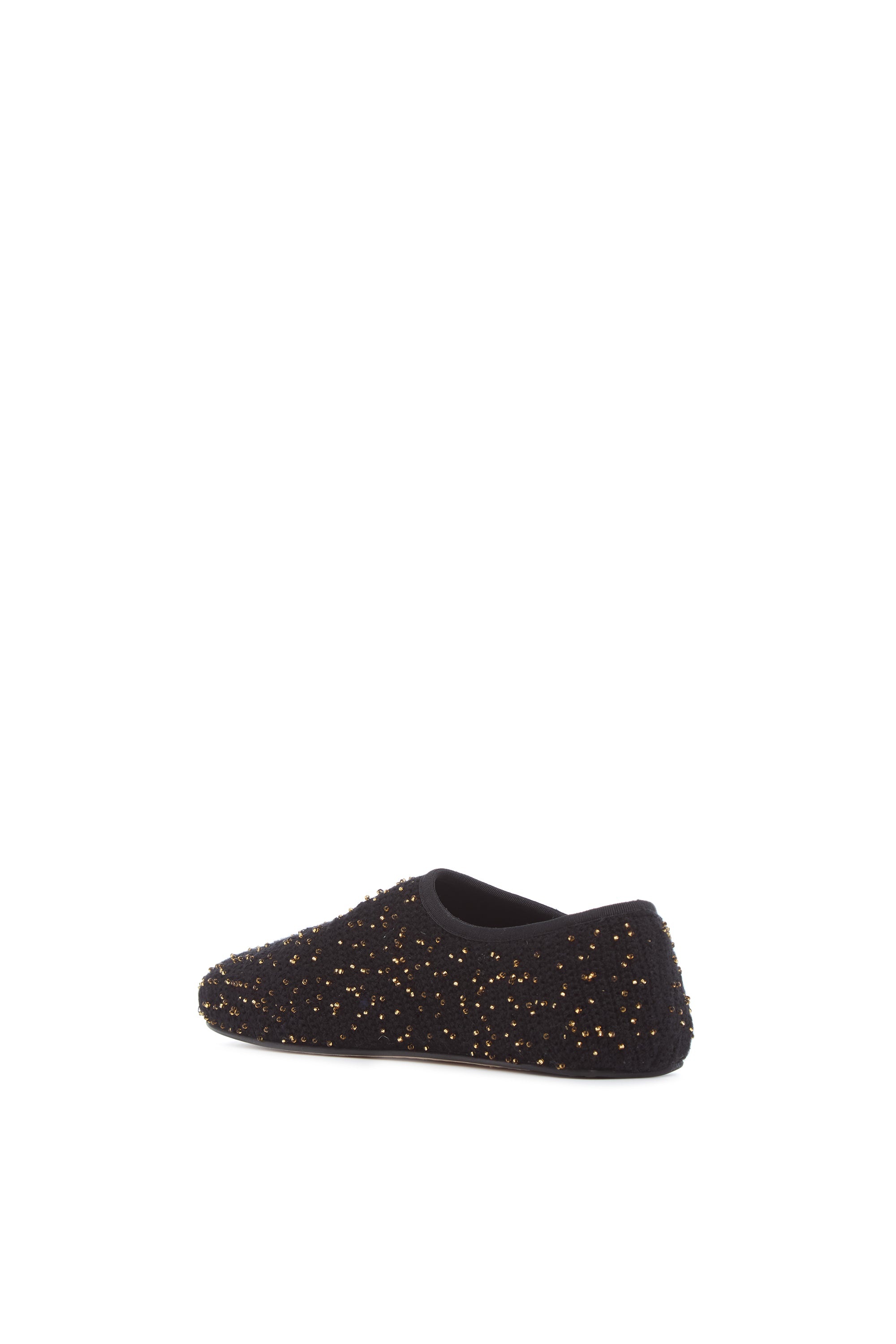 Callie Knit Ballerina Flat Shoe in Black & Gold Beaded Cashmere - 3