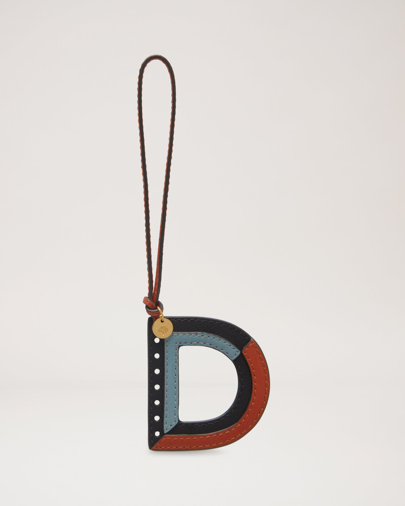 Tri-Colour Leather Keyring - D Black Silky Calf 1