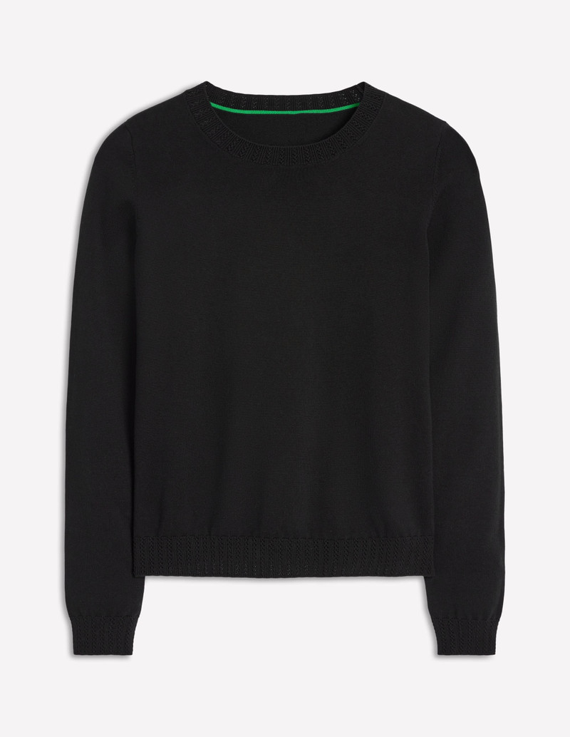 Emilia Cotton Crew Sweater-Black 6
