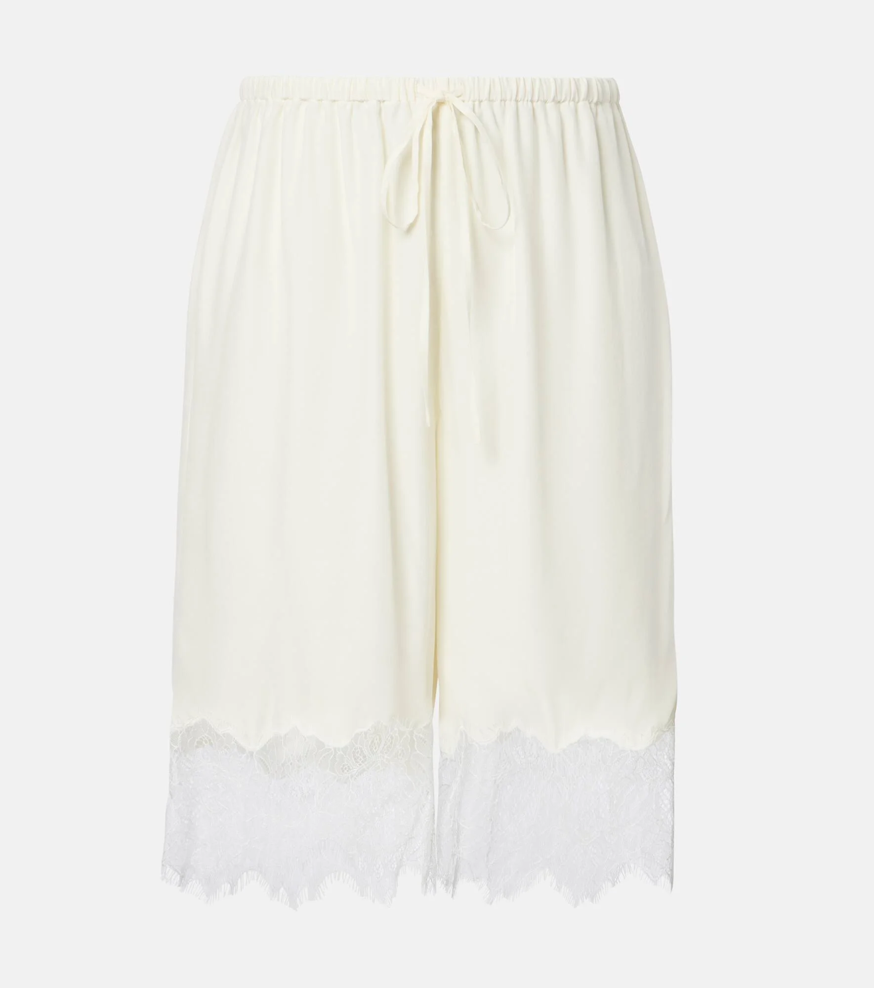 Verano lace-trimmed silk satin Bermuda shorts - 1