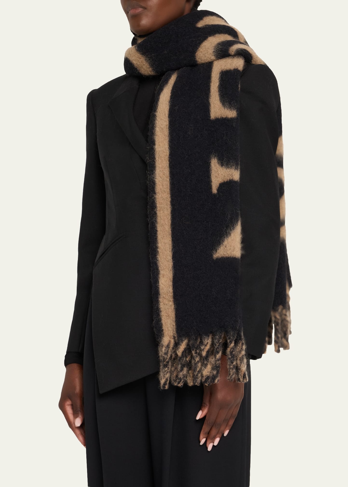 Wool-Blend Logo Jacquard Scarf - 3