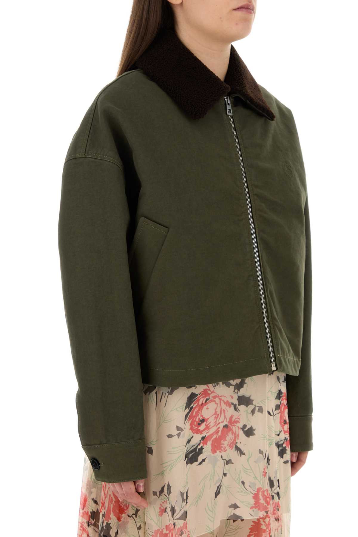 Loewe Women Khaki Cotton Jacket - 3