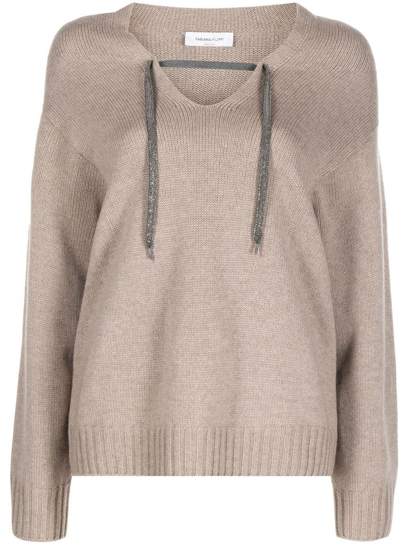 hooded V-neck jumper 1