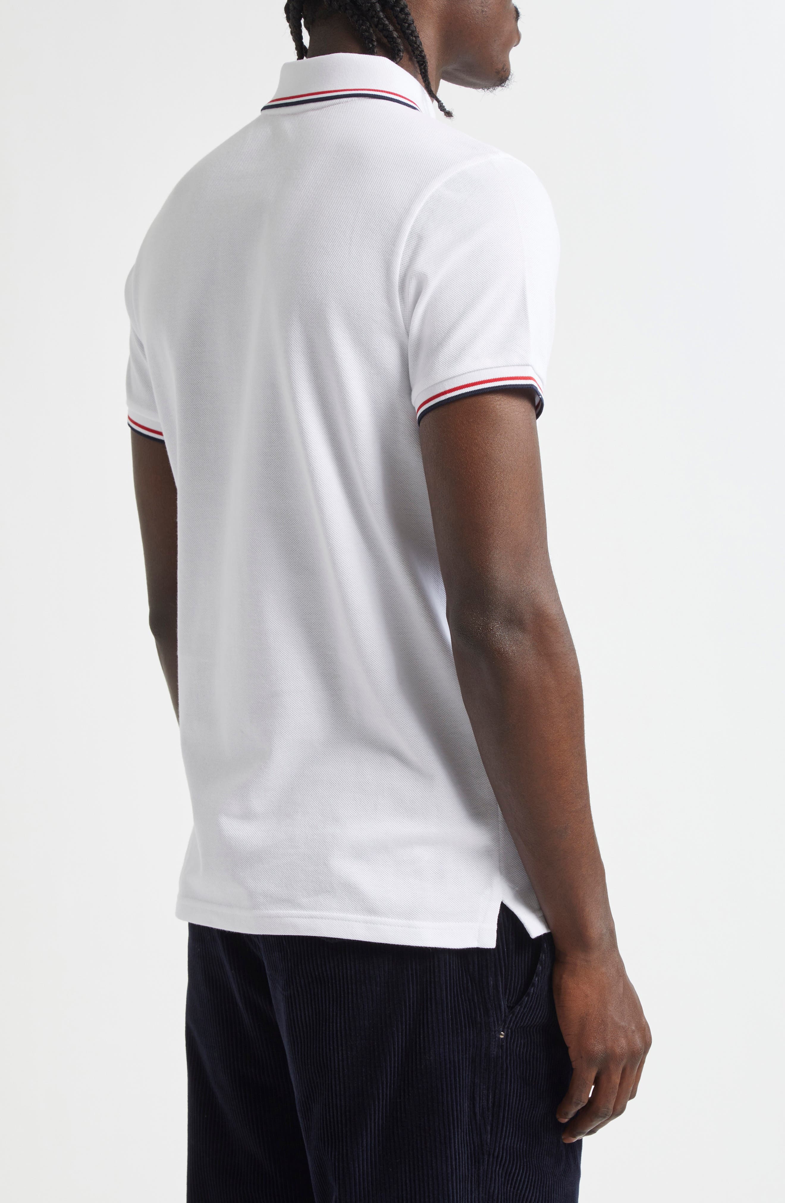 Moncler Tipped Cotton Piqué Polo in White at Nordstrom - 2