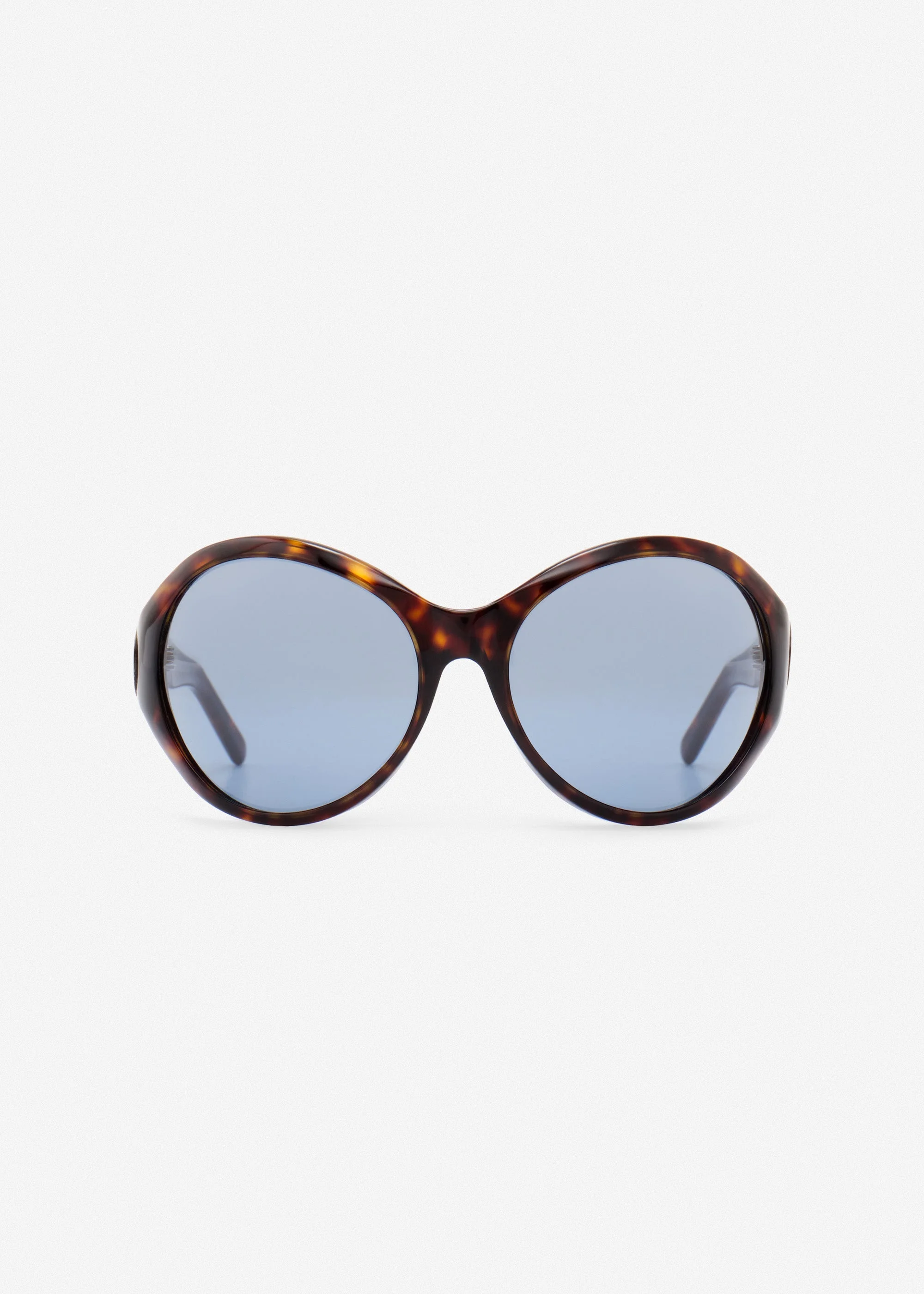 Big round sunglasses in tortoise with blue lenses - 1