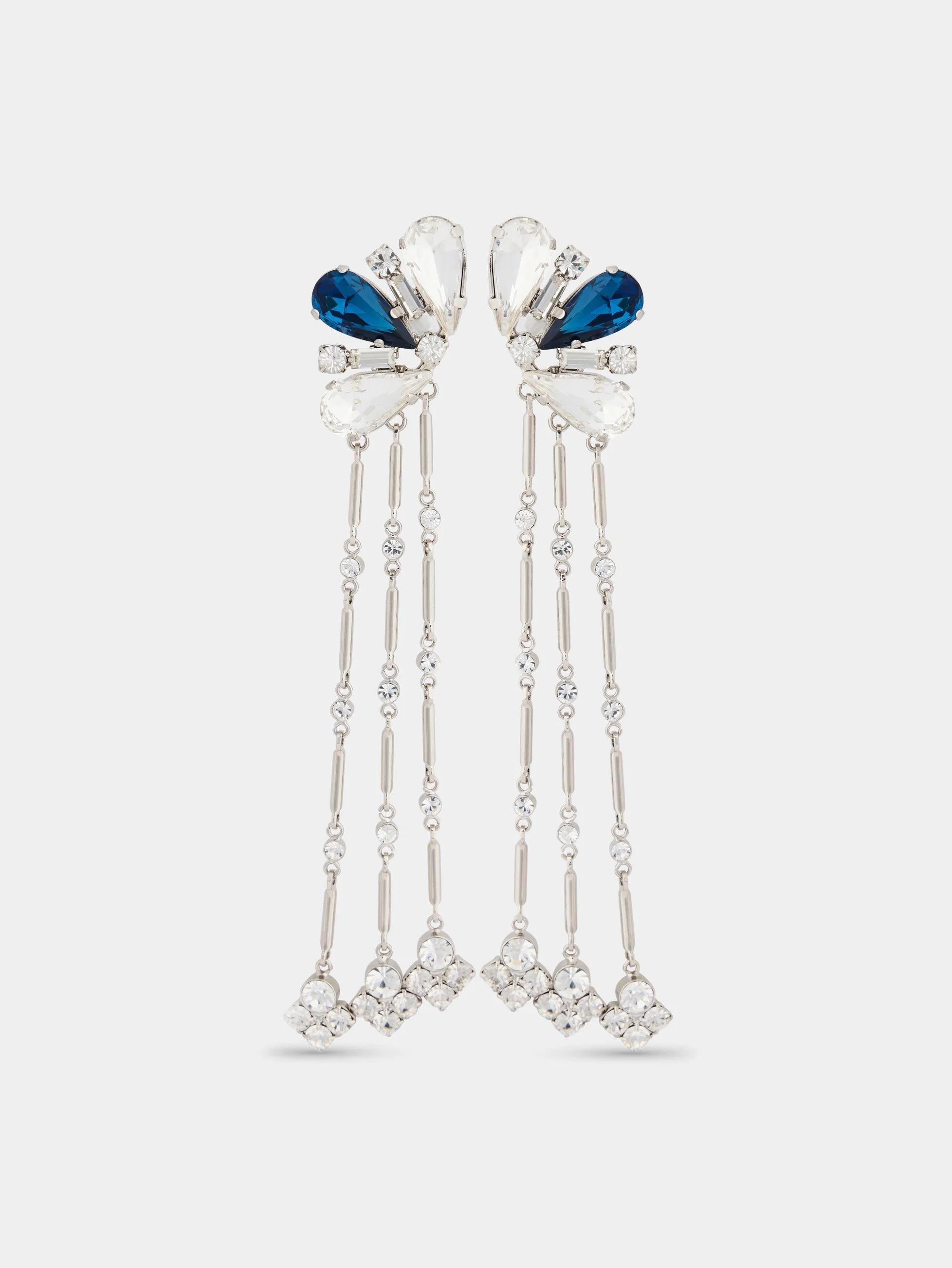 STRASS JEWEL EARRINGS IN SILVER AND BLUE - 1