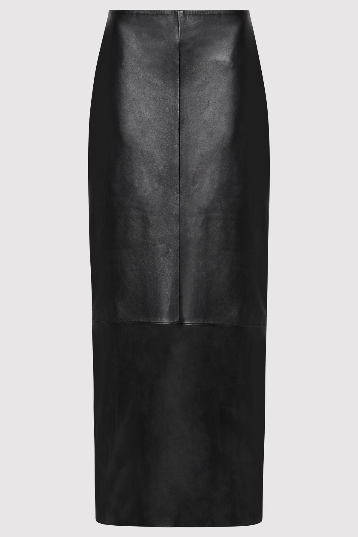 Leather Column Skirt - Black - 1