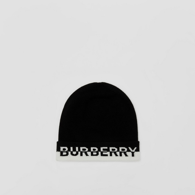 로고 Intarsia 캐시미어 Beanie - 1