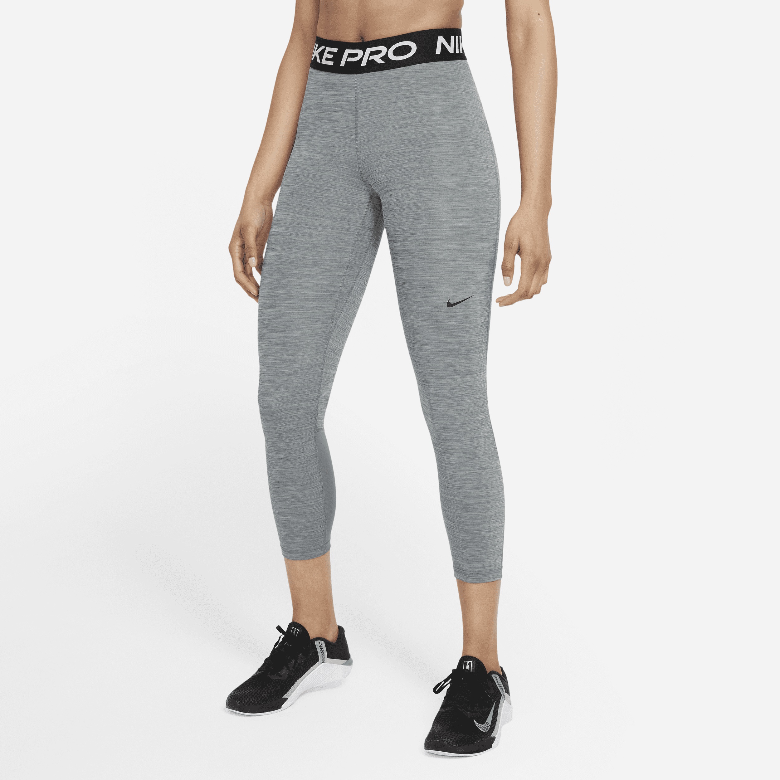 Women's Nike Pro Mid-Rise Crop Mesh Panel Leggings - 1