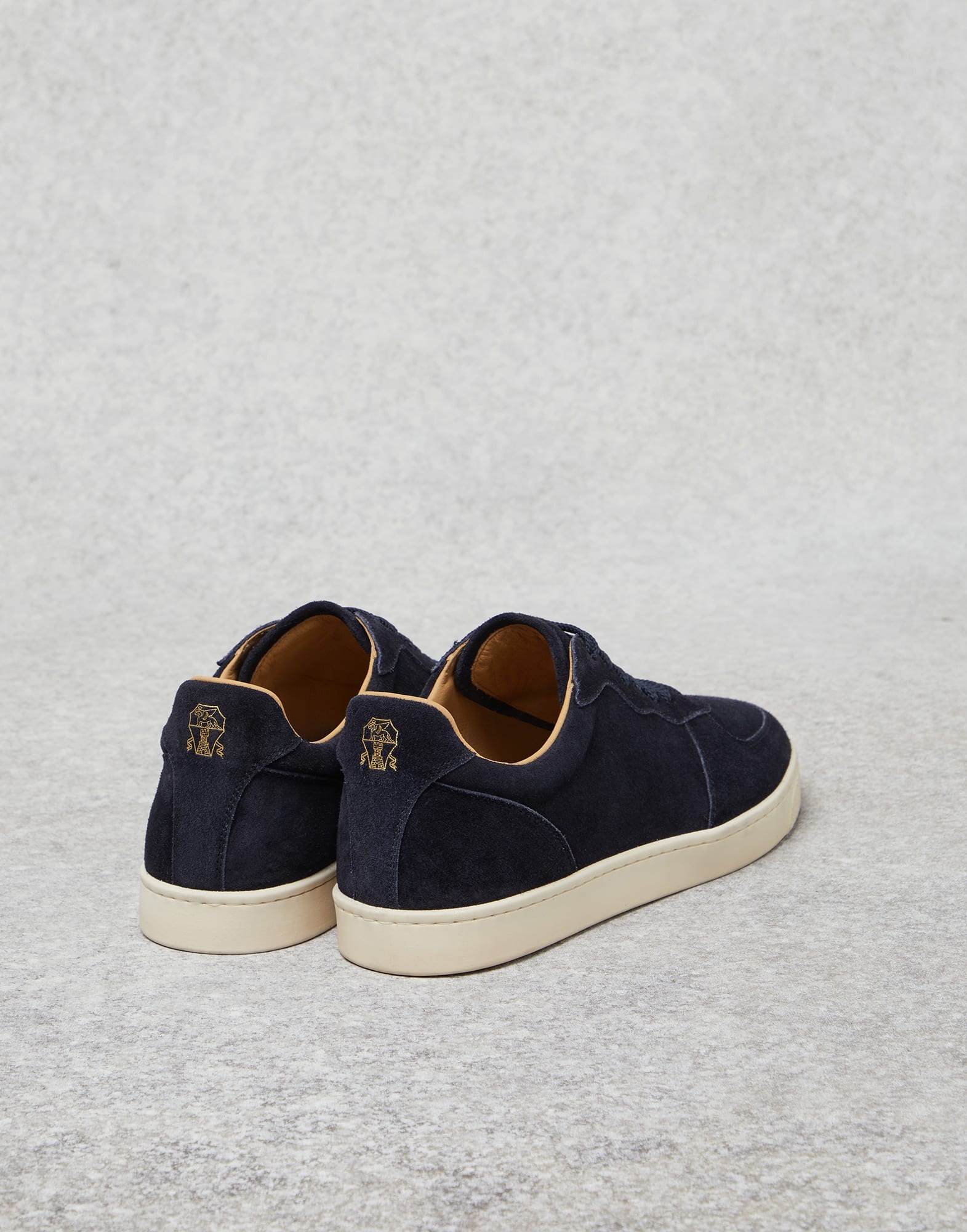 Brunello Cucinelli Washed suede sneakers with natural rubber
