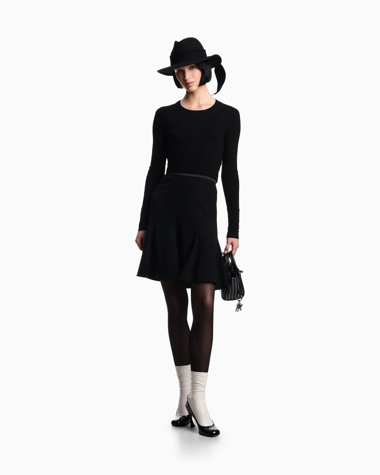 CHECK-EFFECT KNIT FRONT AND BACK VISCOSE JUMPER - 2