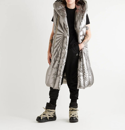 Rick Owens + Moncler Porterville Oversized Logo-Appliquéd Hooded Metallic Shell Down Gilet outlook