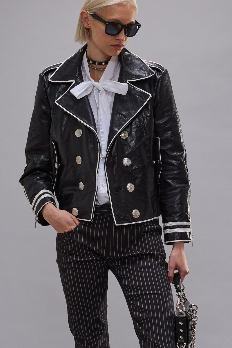 R13 LEATHER SHRUNKEN PEACOAT outlook