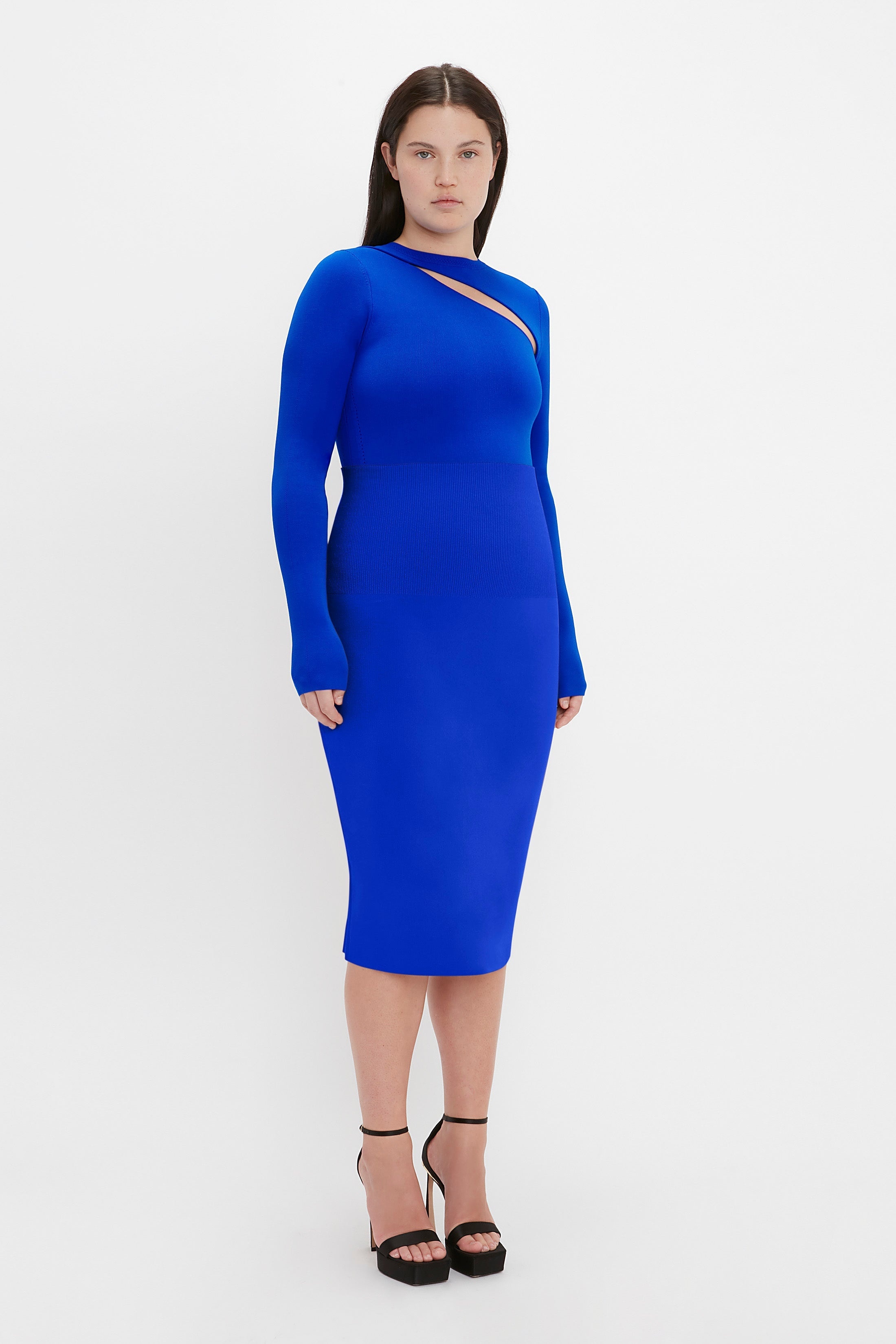 VB Body Front Slash Crew Neck Top In Cobalt - 7